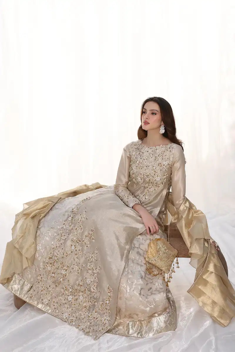 Musferah Saad - Golden Whispers - Gold - Tensil Organza & Tissue - 2 Piece