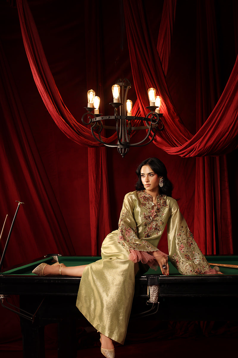 Musferah Saad Imperia Kaftan Olive Gold 1 Piece