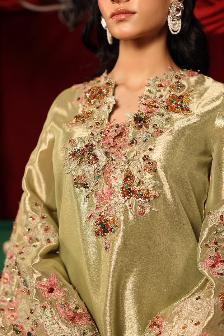 Musferah Saad Imperia Kaftan Olive Gold 1 Piece
