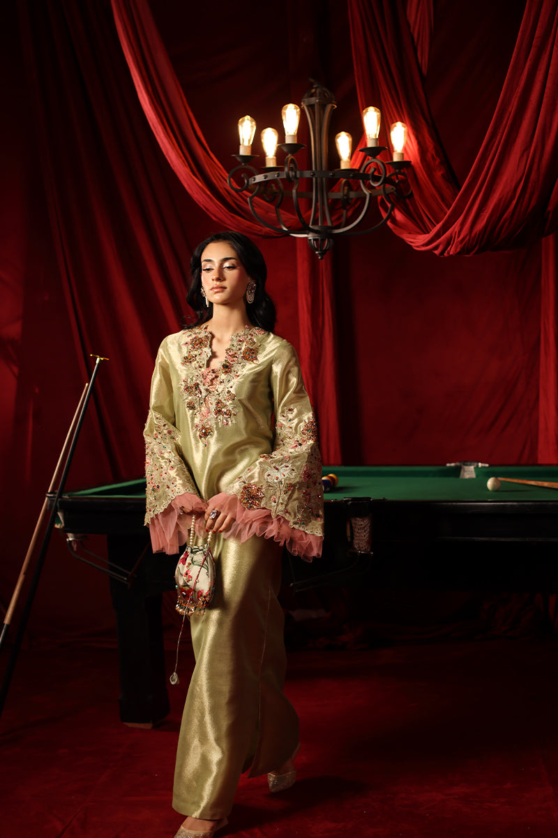 Musferah Saad Imperia Kaftan Olive Gold 1 Piece