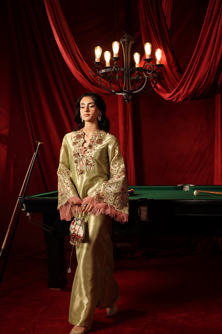 Musferah Saad Imperia Kaftan Olive Gold 1 Piece