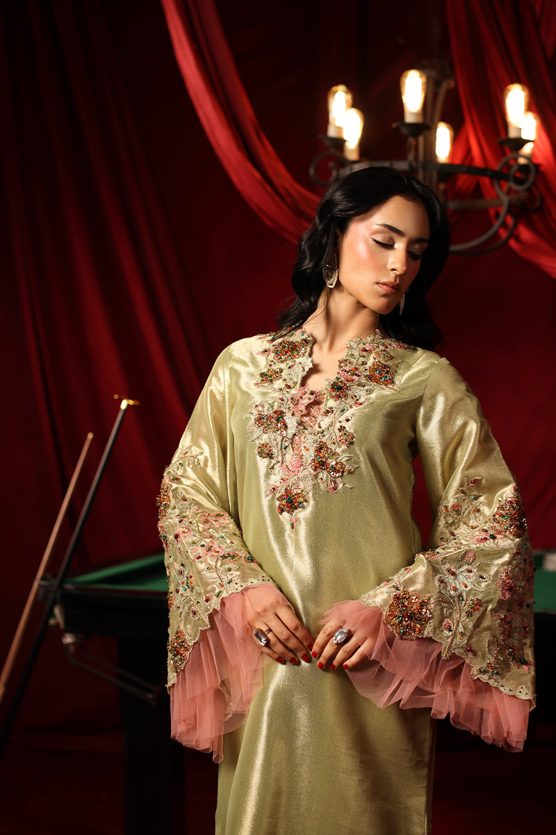 Musferah Saad Imperia Kaftan Olive Gold 1 Piece