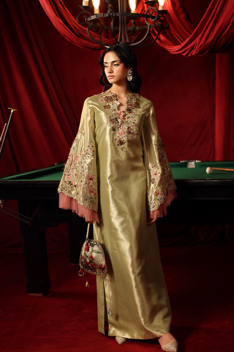 Musferah Saad Imperia Kaftan Olive Gold 1 Piece