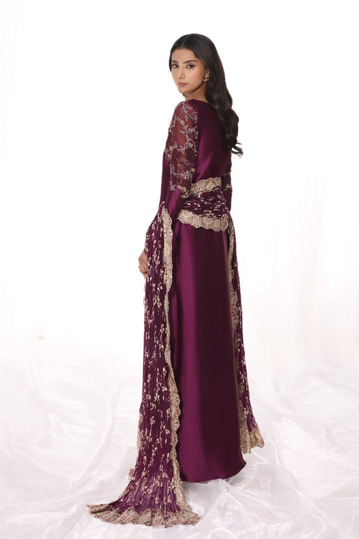 Musferah Saad - Mauve Magic - Plum - Tissue Silk & Organza - 3 Piece