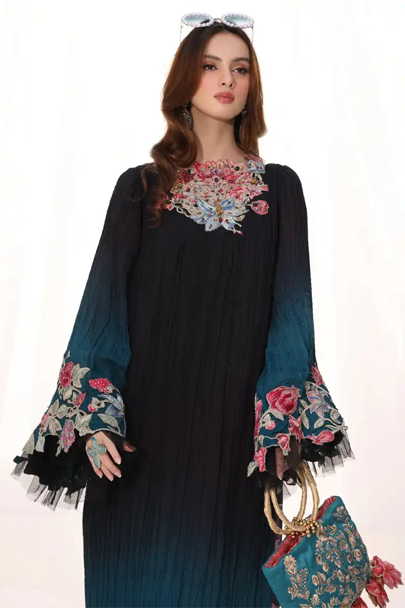 Musferah Saad - Midnight Diva - Midnight Teal - Premium Silk - 1 Piece
