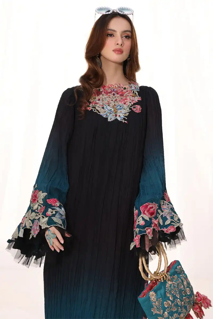 Musferah Saad - Midnight Diva - Midnight Teal - Premium Silk - 1 Piece