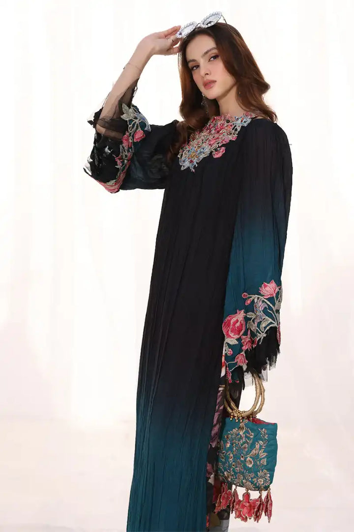 Musferah Saad - Midnight Diva - Midnight Teal - Premium Silk - 1 Piece