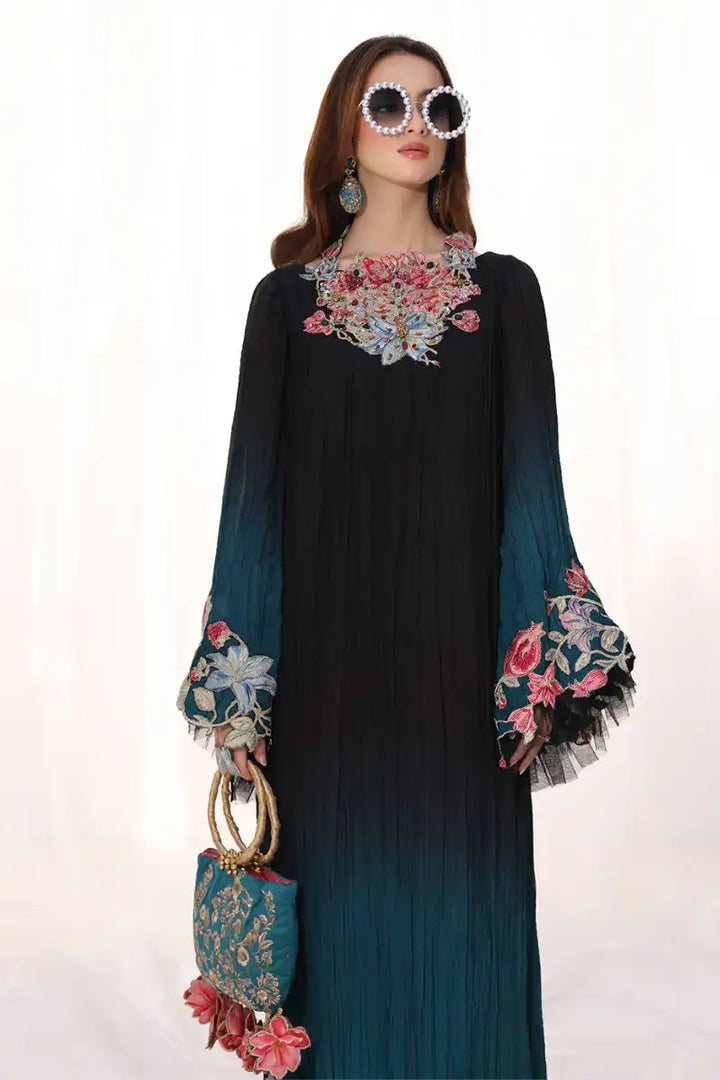 Musferah Saad - Midnight Diva - Midnight Teal - Premium Silk - 1 Piece