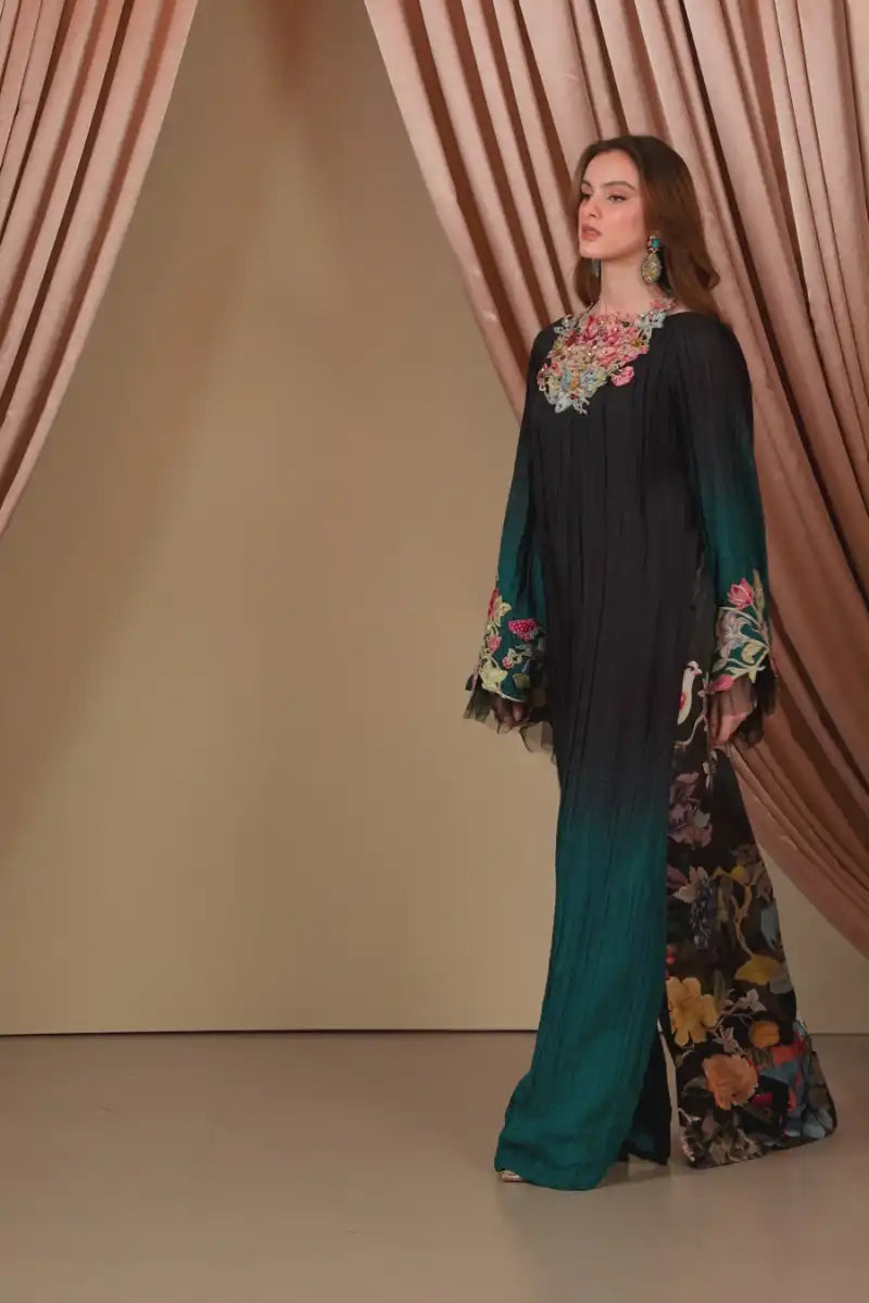 Musferah Saad - Midnight Diva - Midnight Teal - Premium Silk - 1 Piece