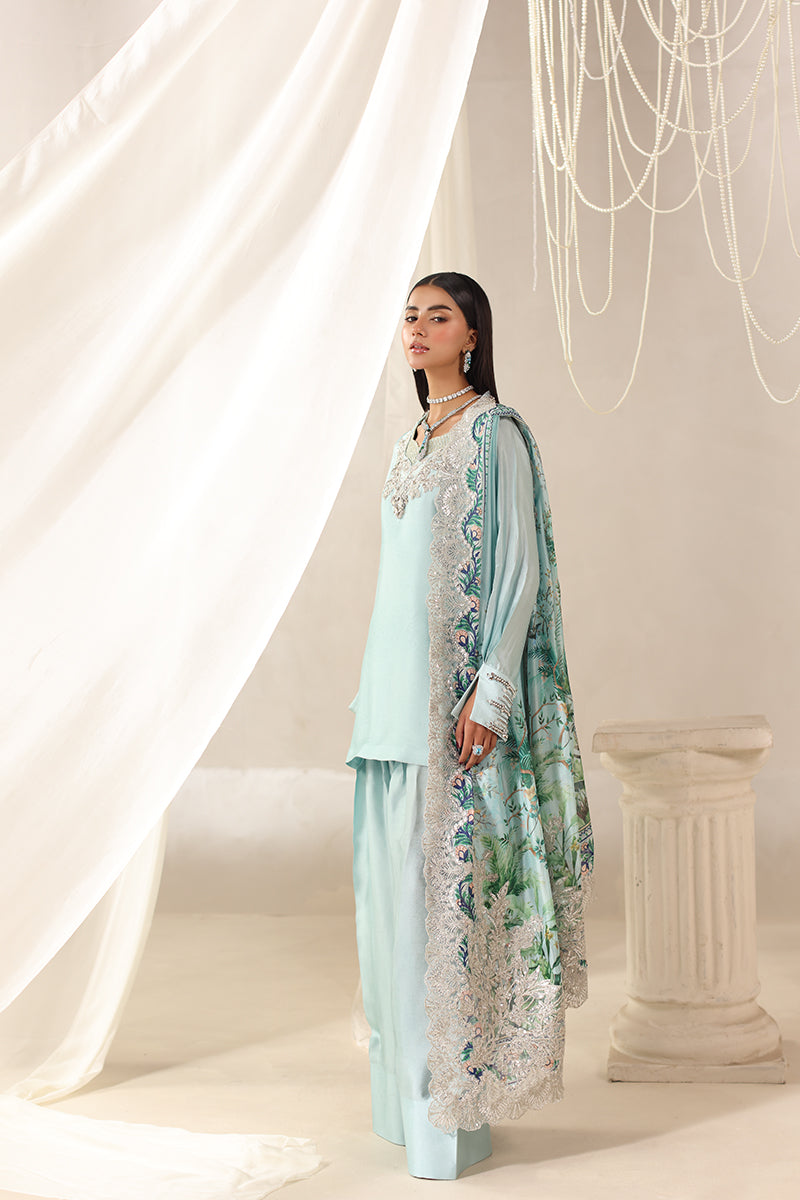 Musferah Saad - Moonlit Whisper Tissue Silk Suit For Women - 3 piece