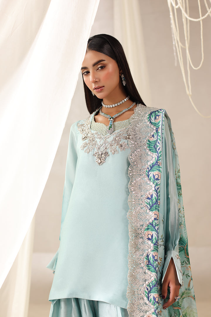 Musferah Saad - Moonlit Whisper Tissue Silk Suit For Women - 3 piece