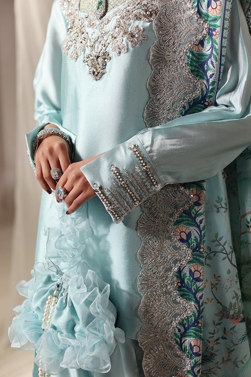 Musferah Saad - Moonlit Whisper Tissue Silk Suit For Women - 3 piece