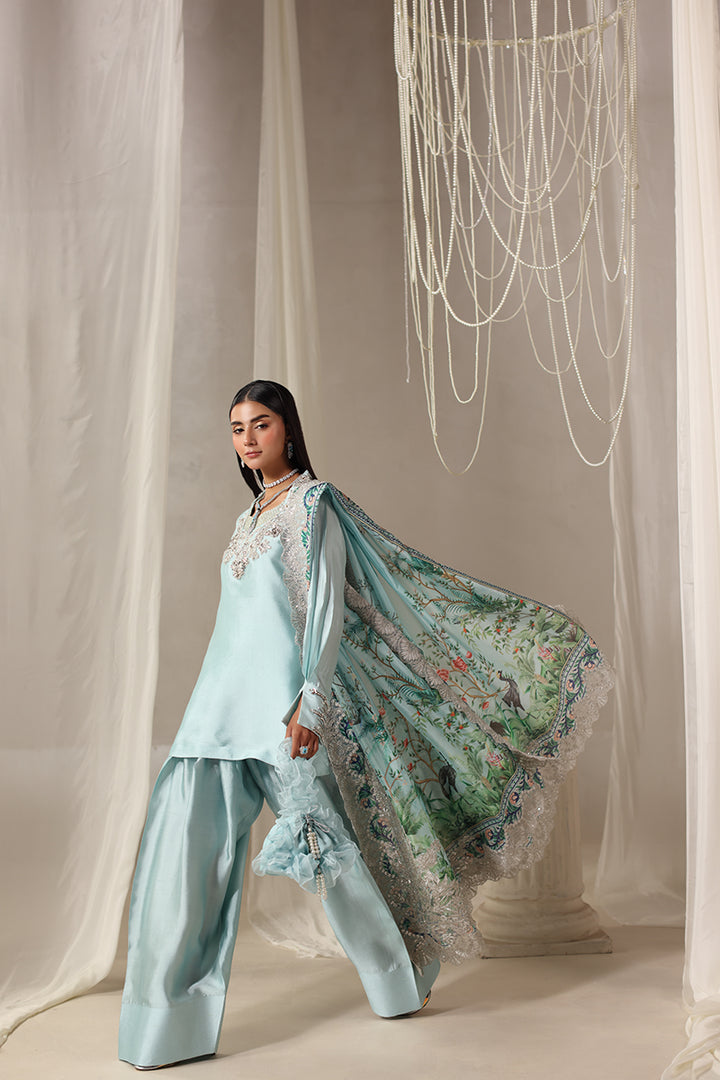 Musferah Saad - Moonlit Whisper Tissue Silk Suit For Women - 3 piece