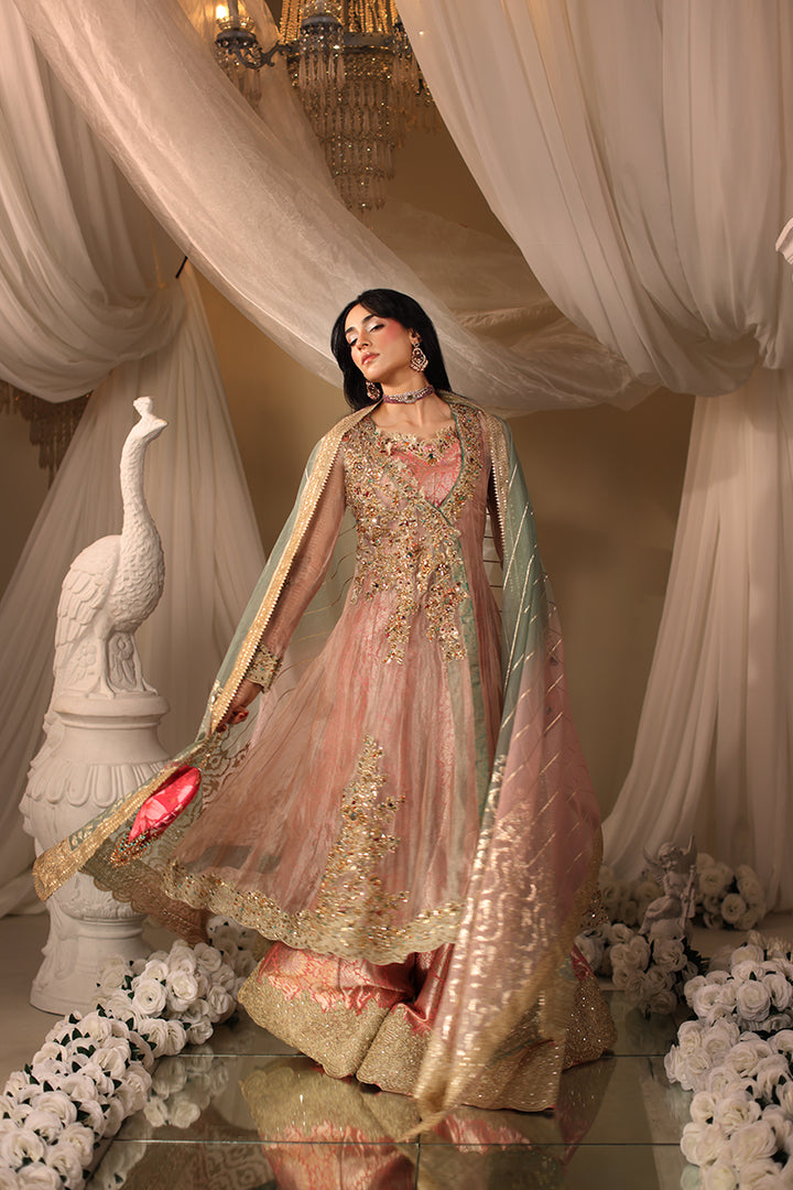 Musferah Saad Mughal Blossom Anghrakha Pink 3 Piece