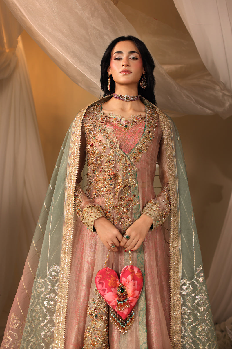 Musferah Saad Mughal Blossom Anghrakha Pink 3 Piece