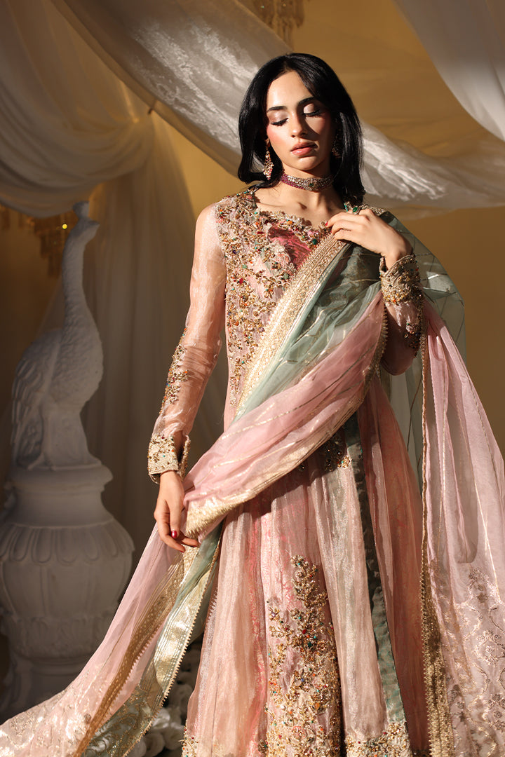Musferah Saad Mughal Blossom Anghrakha Pink 3 Piece