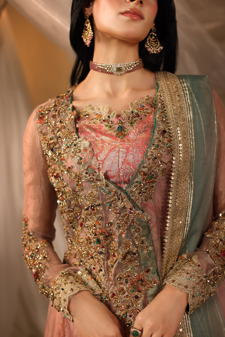 Musferah Saad Mughal Blossom Anghrakha Pink 3 Piece