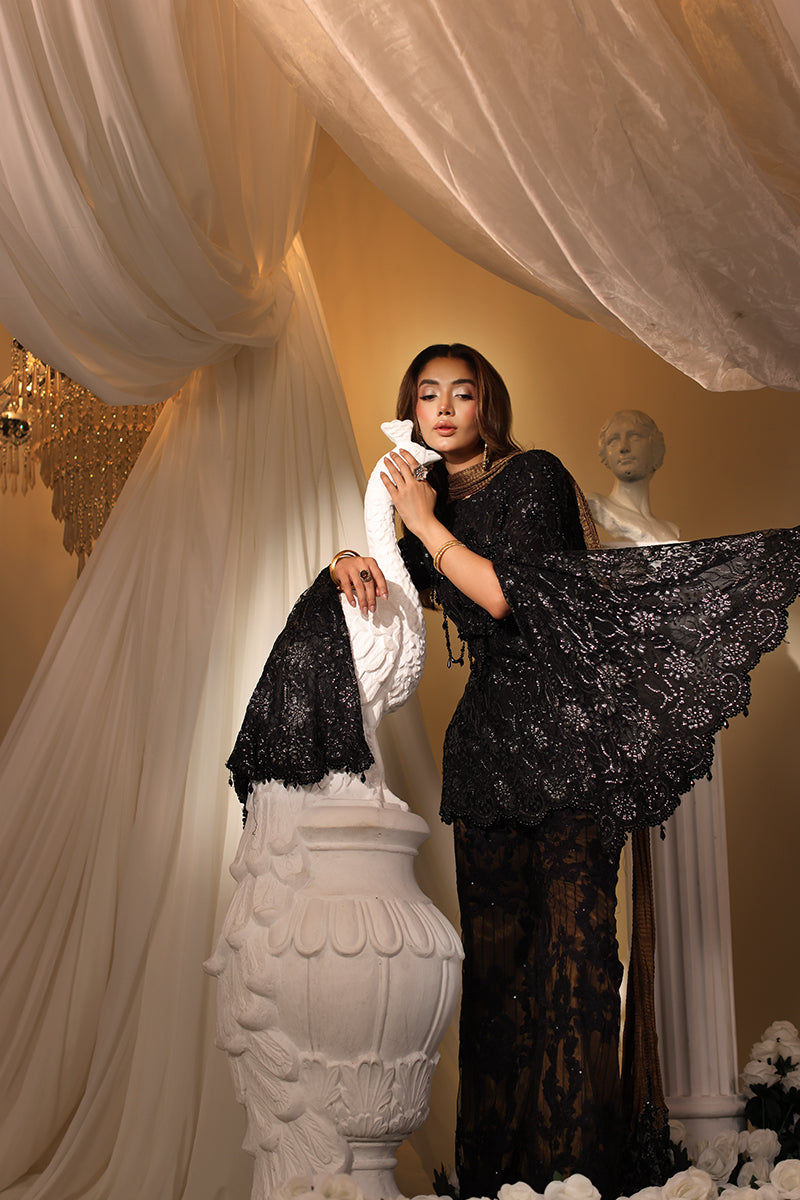 Musferah Saad Noir Symphony Suit Midnight Gilt 2 Piece