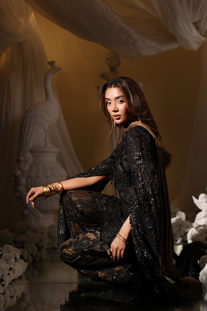 Musferah Saad Noir Symphony Suit Midnight Gilt 2 Piece