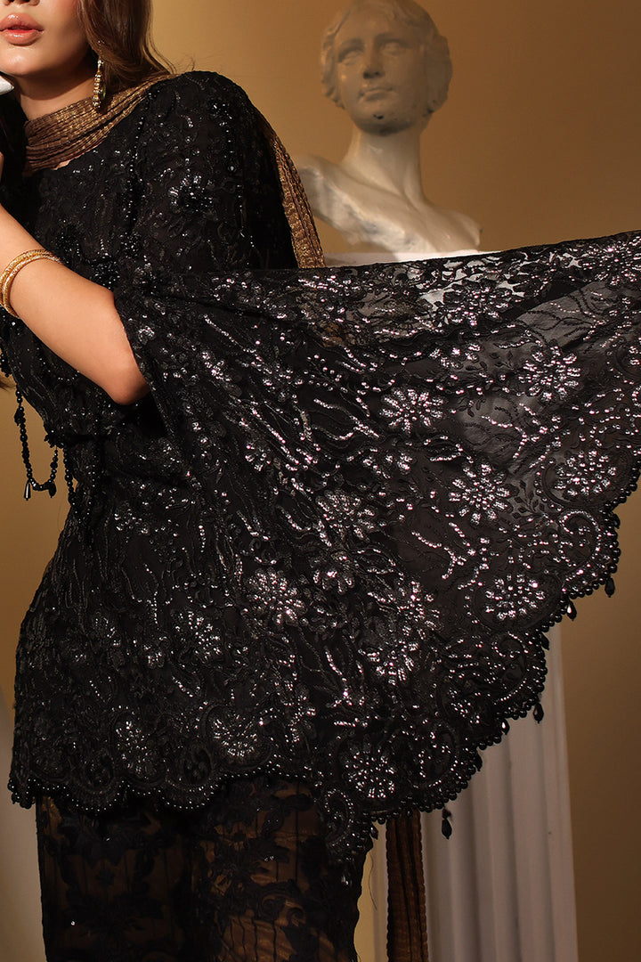 Musferah Saad Noir Symphony Suit Midnight Gilt 2 Piece