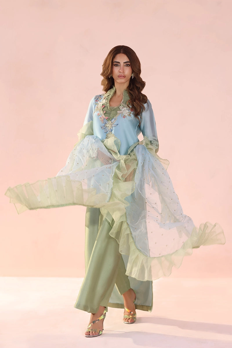 Musferah Saad - Pastel Mirage - Tissue,Silk & Organza - 3 Piece
