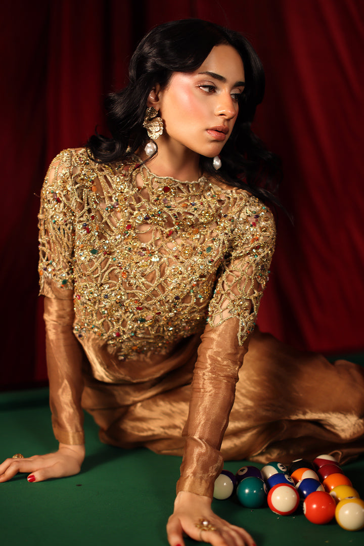 Musferah Saad Queen Midas Kaftan Gold 1 Piece