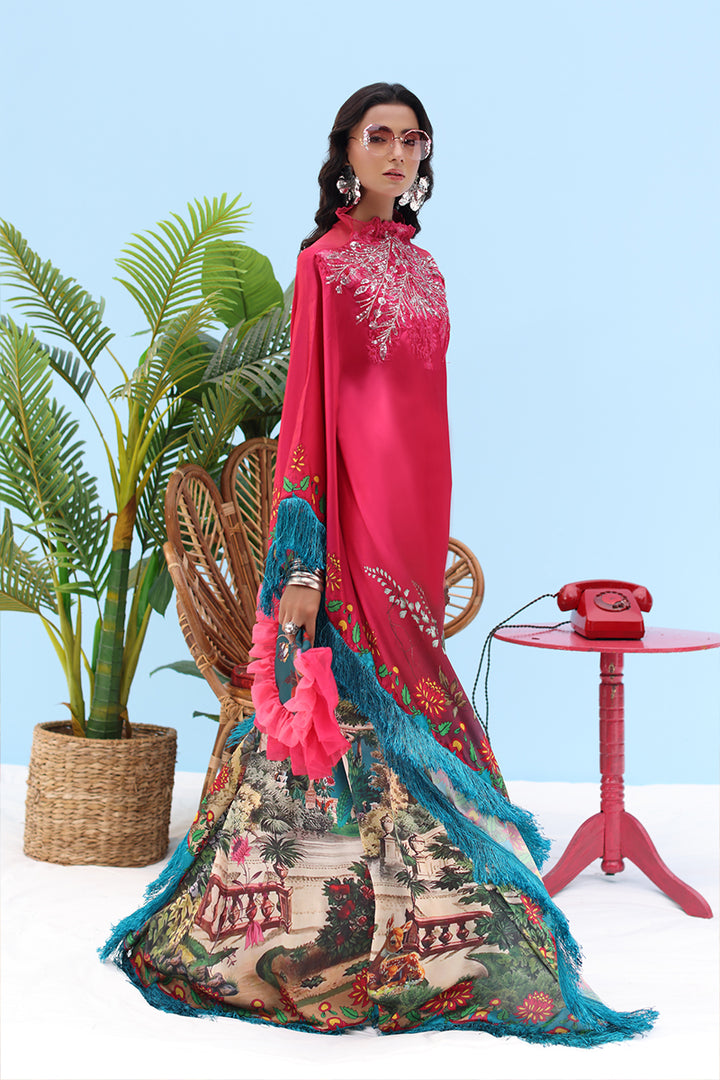 Musferah Saad - -ROUGE - Deep Crimson Bloom - Silk - 2 Piece
