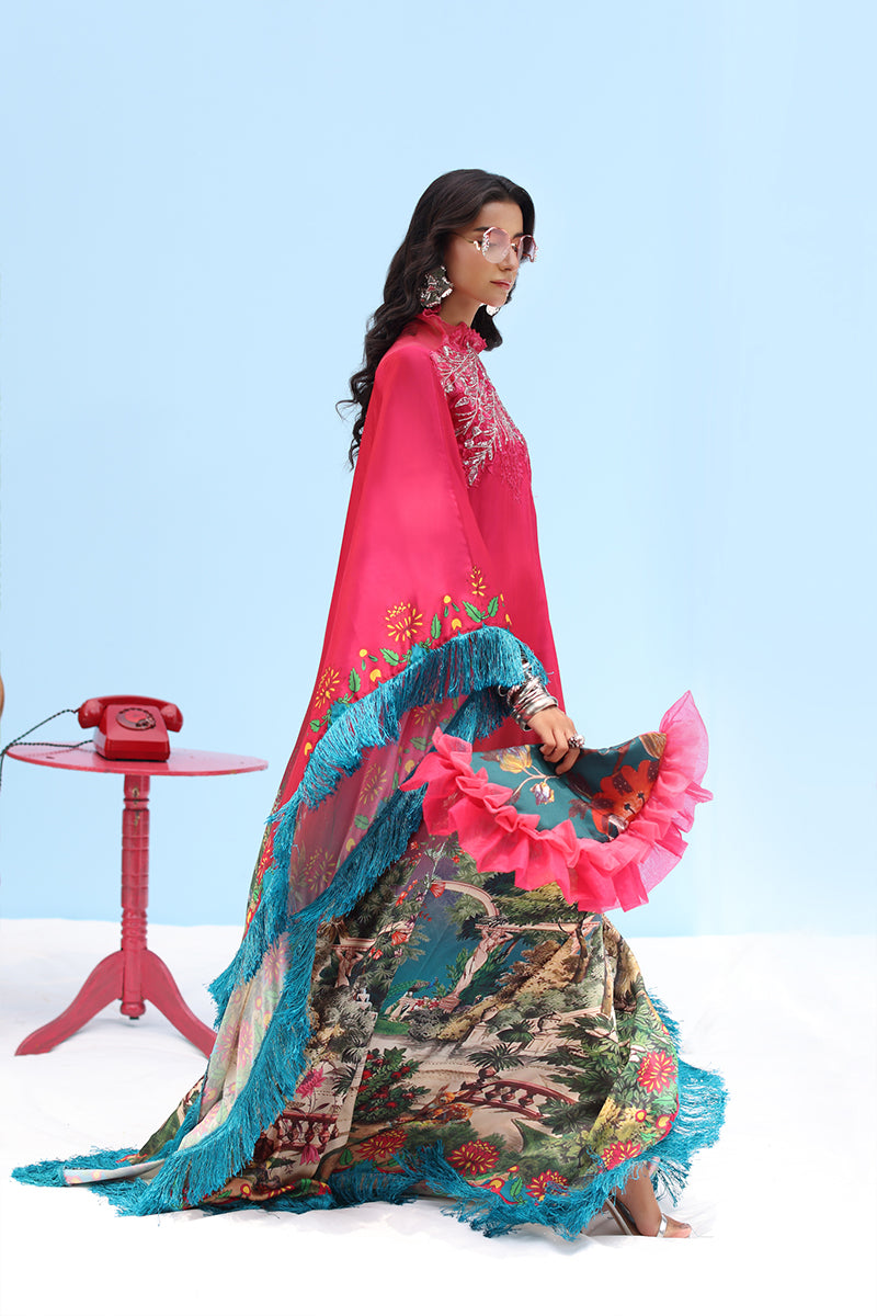 Musferah Saad - -ROUGE - Deep Crimson Bloom - Silk - 2 Piece
