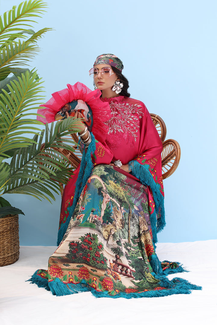 Musferah Saad - -ROUGE - Deep Crimson Bloom - Silk - 2 Piece