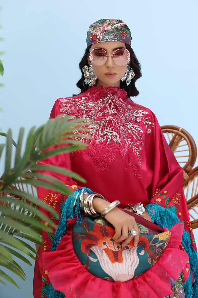 Musferah Saad - -ROUGE - Deep Crimson Bloom - Silk - 2 Piece