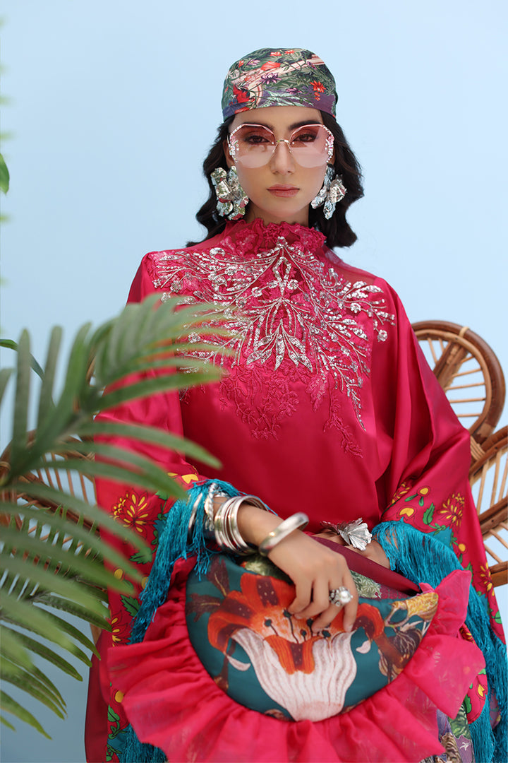 Musferah Saad - -ROUGE - Deep Crimson Bloom - Silk - 2 Piece