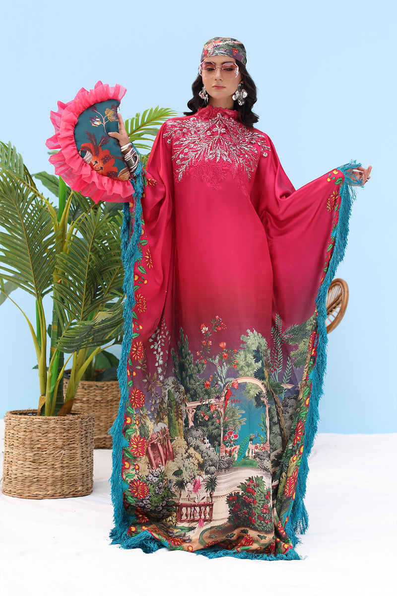 Musferah Saad - -ROUGE - Deep Crimson Bloom - Silk - 2 Piece