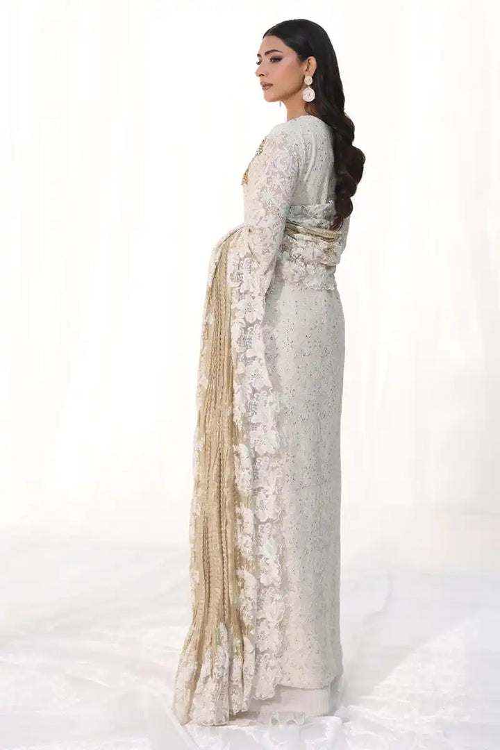 Musferah Saad - Royal Pearl - Pearl Ivory - Chiffon & Tissue - 3 Piece