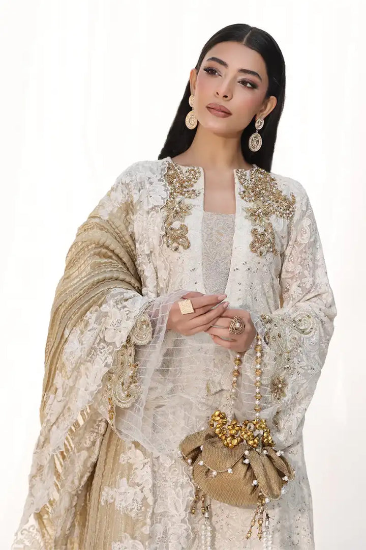 Musferah Saad - Royal Pearl - Pearl Ivory - Chiffon & Tissue - 3 Piece