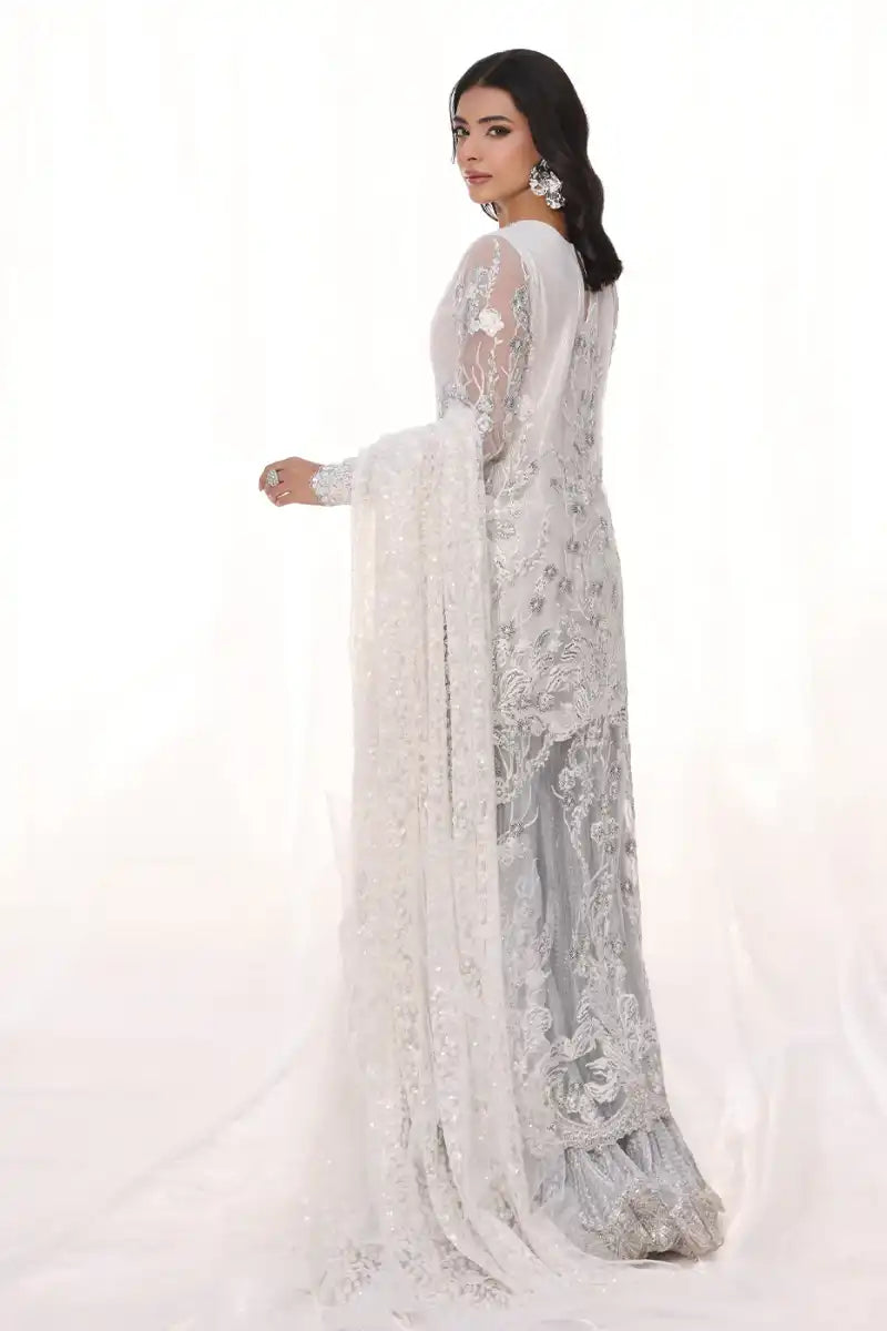 Musferah Saad - Starlit - Silver Snow - Net & Tissue - 3 Piece