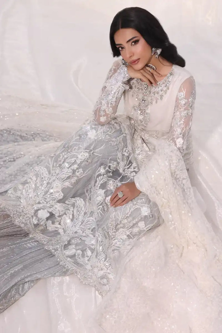 Musferah Saad - Starlit - Silver Snow - Net & Tissue - 3 Piece