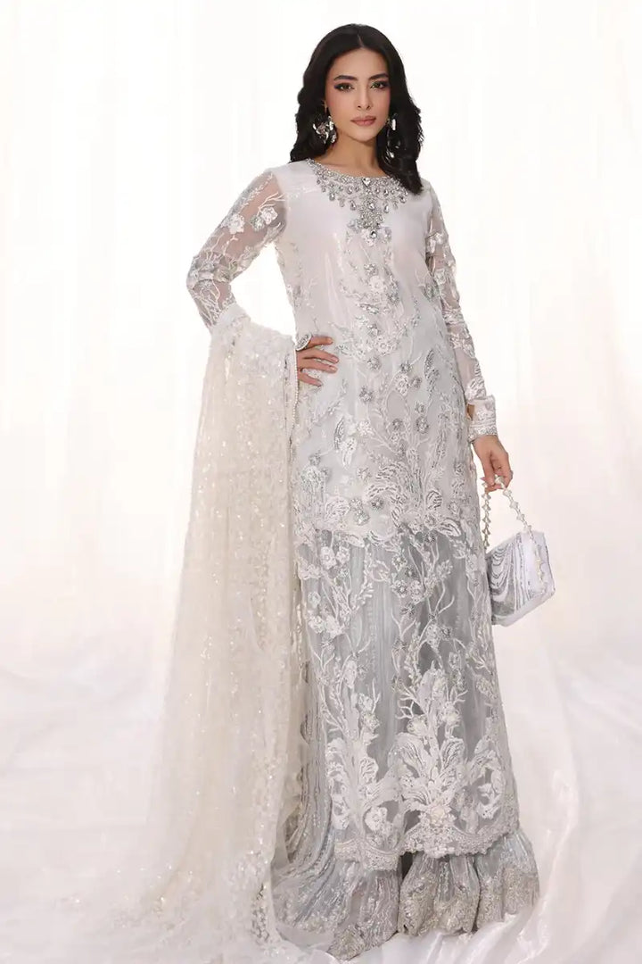 Musferah Saad - Starlit - Silver Snow - Net & Tissue - 3 Piece