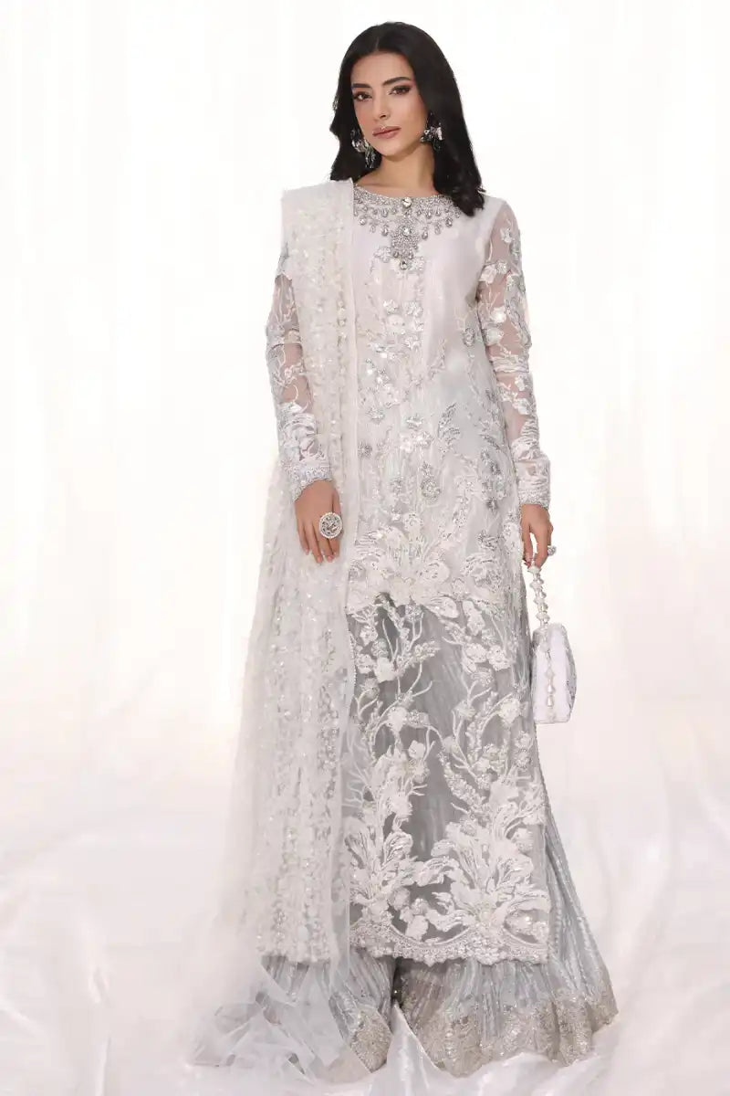 Musferah Saad - Starlit - Silver Snow - Net & Tissue - 3 Piece