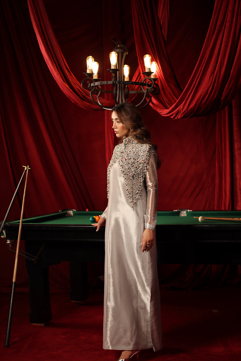 Musferah Saad Stellaria Kaftan Silver 1 Piece