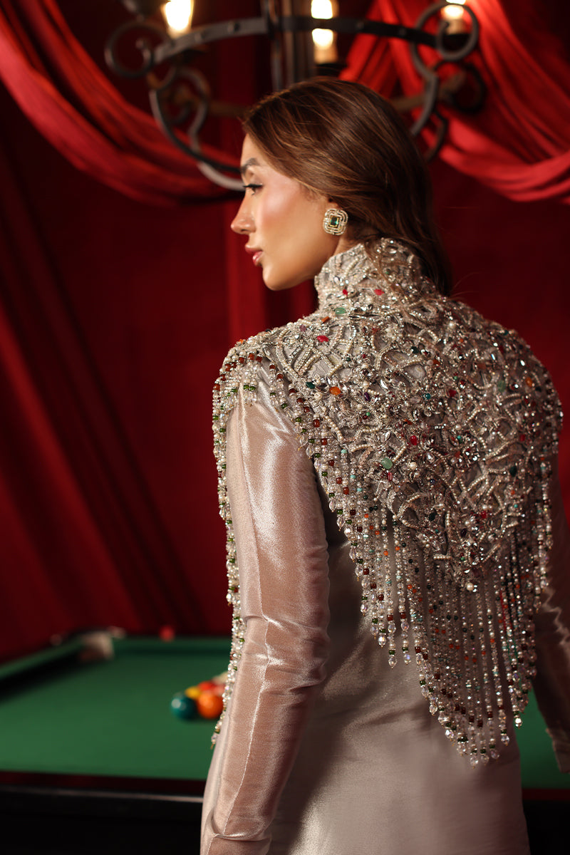 Musferah Saad Stellaria Kaftan Silver 1 Piece