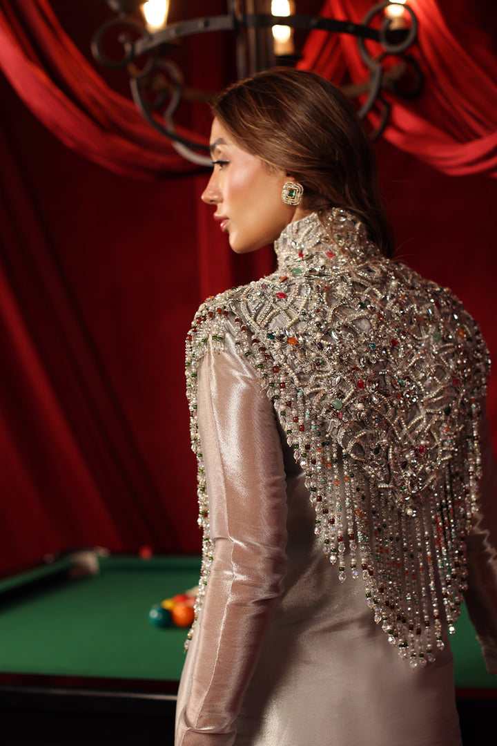 Musferah Saad Stellaria Kaftan Silver 1 Piece