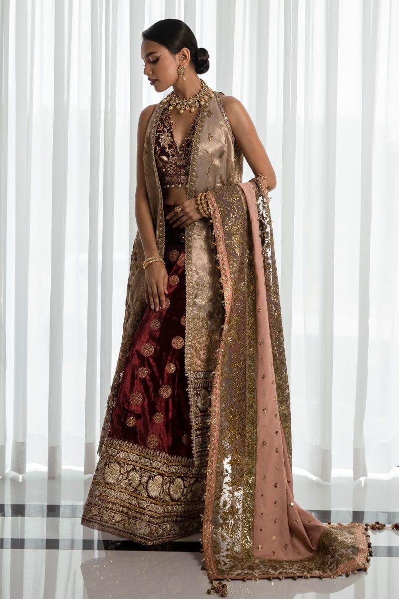 Sana Safinaz - N232-003-CL - Silk & Organza - Maroon & Pink - 4 Piece - Unstitched - Studio by TCS