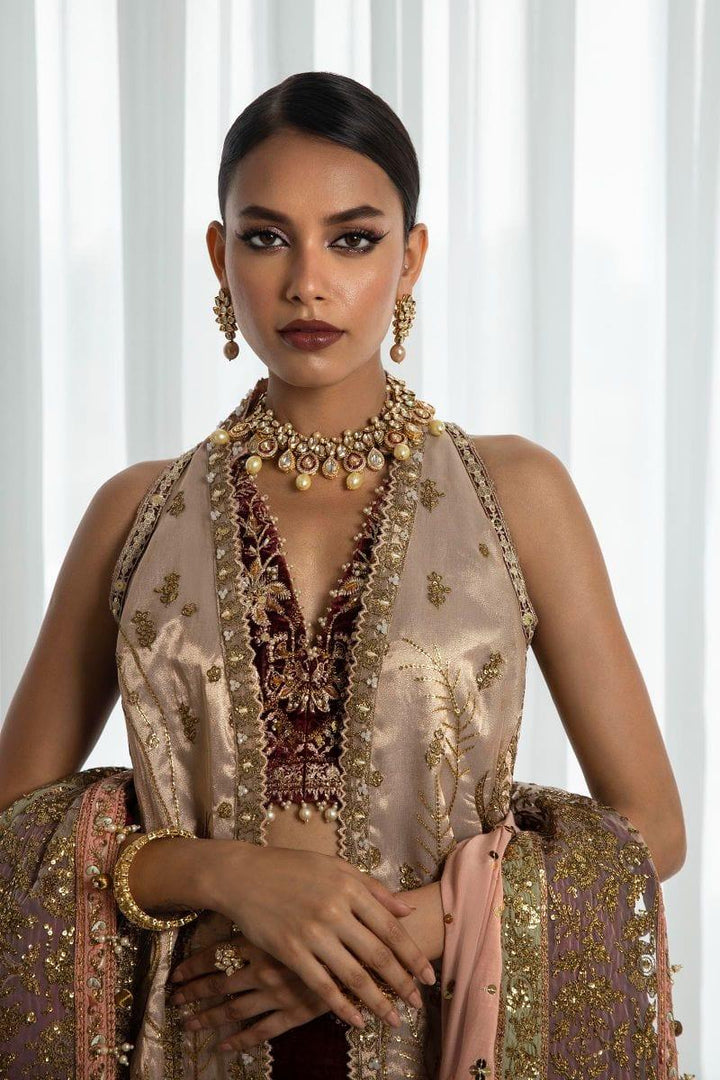 Sana Safinaz - N232-003-CL - Silk & Organza - Maroon & Pink - 4 Piece - Unstitched - Studio by TCS