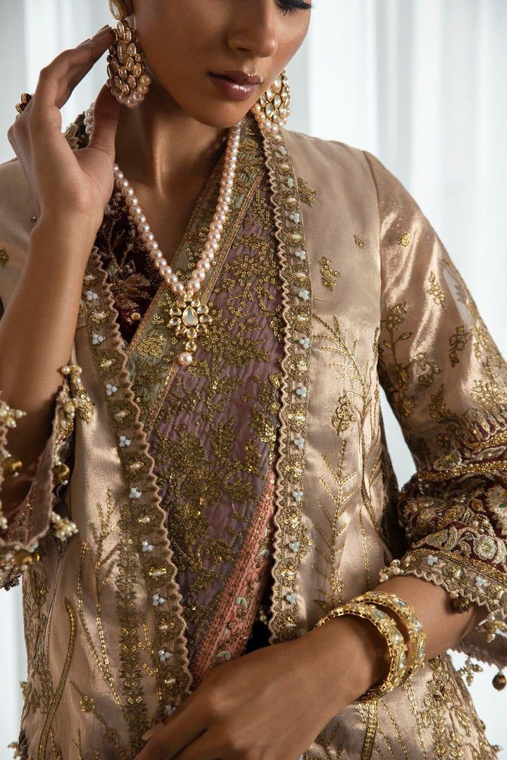Sana Safinaz - N232-003-CL - Silk & Organza - Maroon & Pink - 4 Piece - Unstitched - Studio by TCS