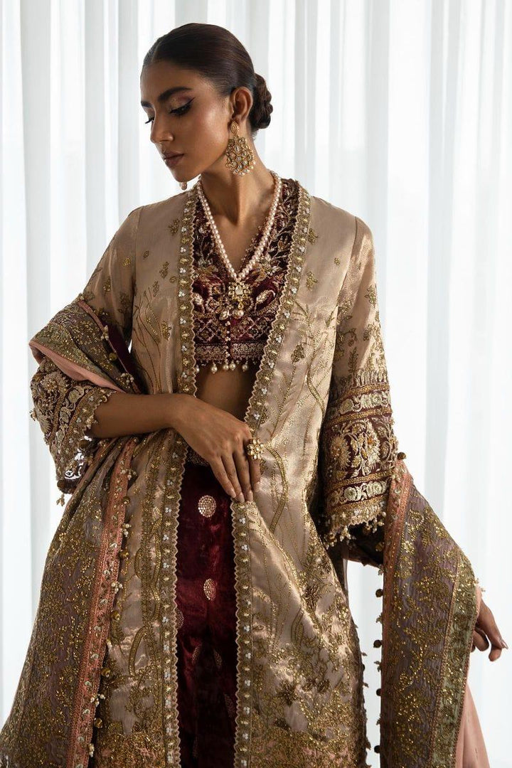 Sana Safinaz - N232-003-CL - Silk & Organza - Maroon & Pink - 4 Piece - Unstitched - Studio by TCS
