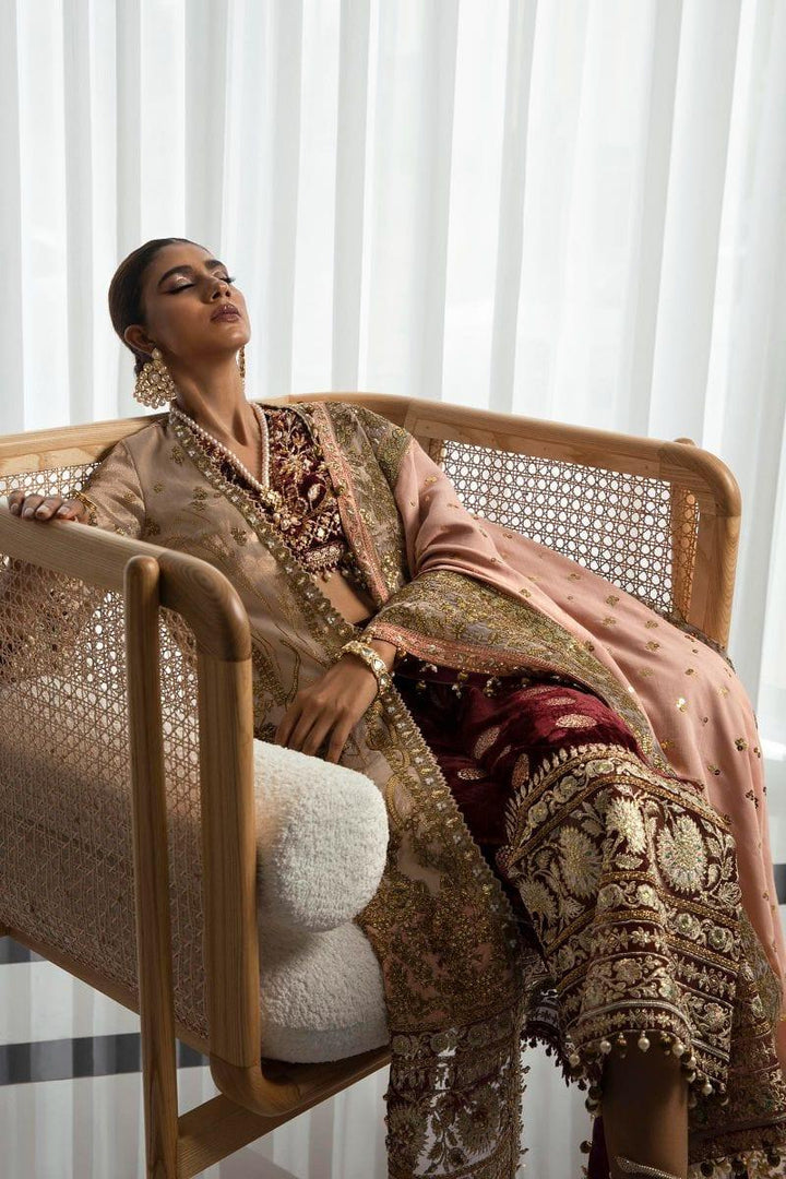 Sana Safinaz - N232-003-CL - Silk & Organza - Maroon & Pink - 4 Piece - Unstitched - Studio by TCS