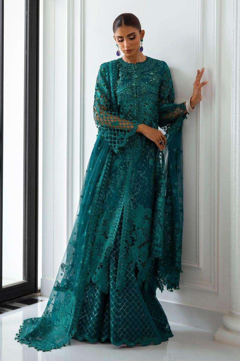 Sana Safinaz - N232-005-CT - Organza & Net - Emerald Green - 4 Piece - Unstitched - Studio by TCS