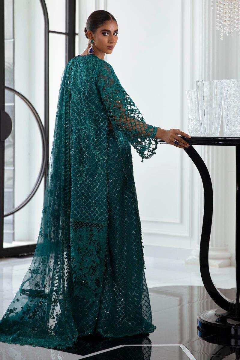 Sana Safinaz - N232-005-CT - Organza & Net - Emerald Green - 4 Piece - Unstitched - Studio by TCS