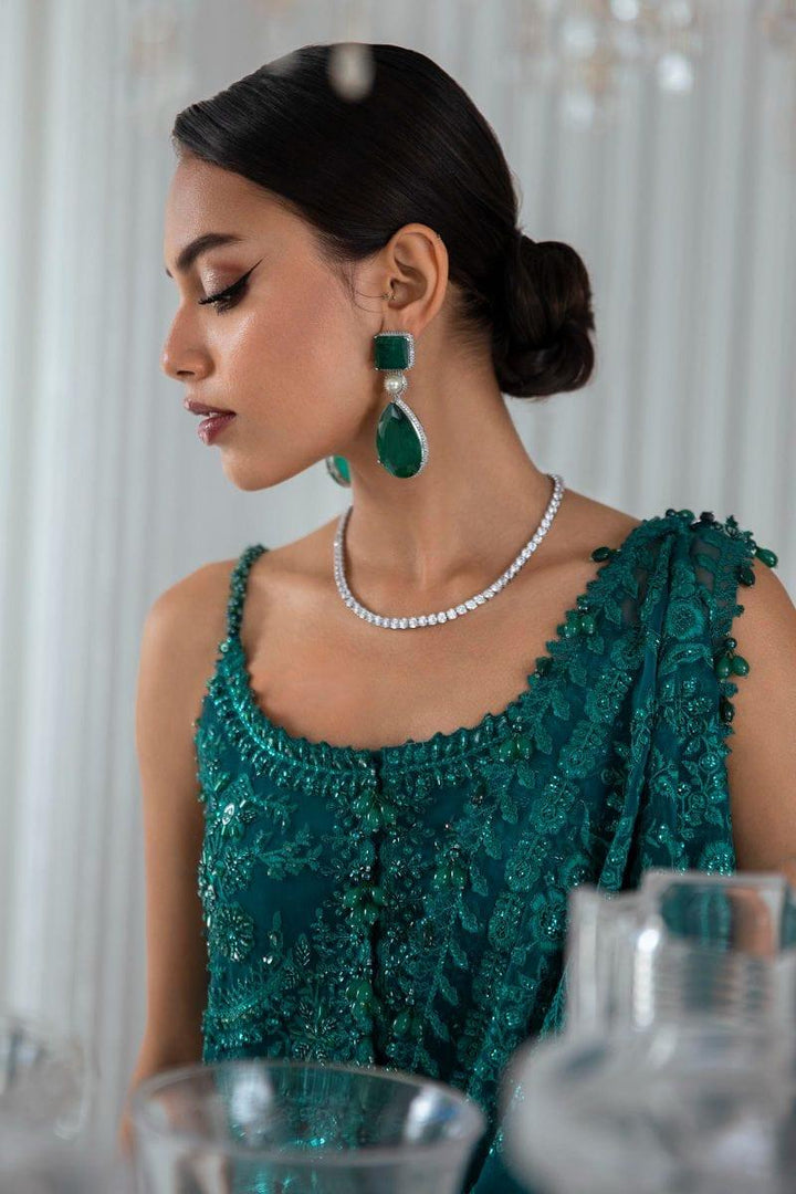 Sana Safinaz - N232-005-CT - Organza & Net - Emerald Green - 4 Piece - Unstitched - Studio by TCS