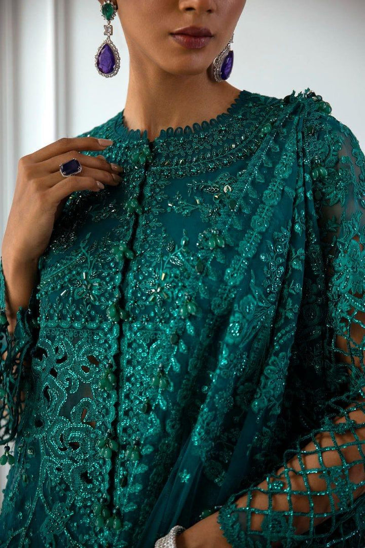 Sana Safinaz - N232-005-CT - Organza & Net - Emerald Green - 4 Piece - Unstitched - Studio by TCS